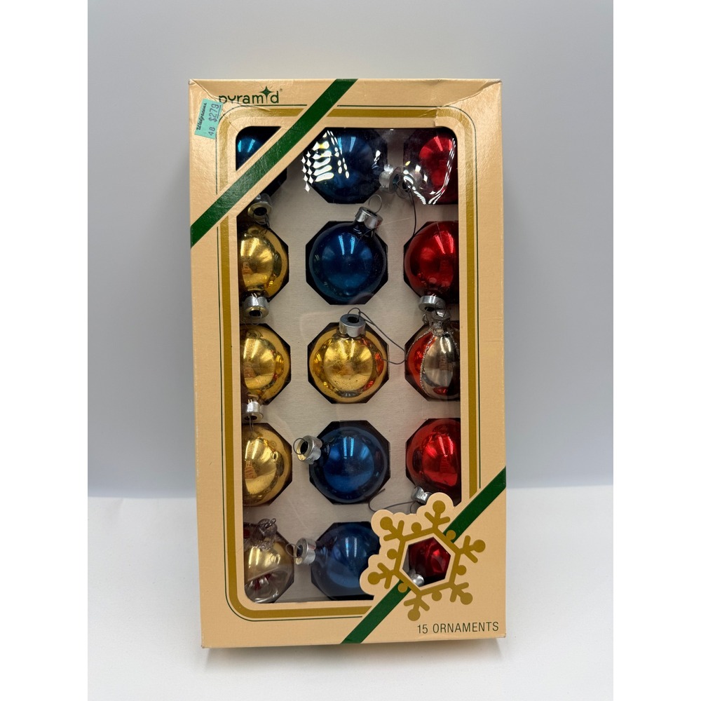 Pyramid 6" Glass Ornaments Vintage 15 Count Mini Baubles